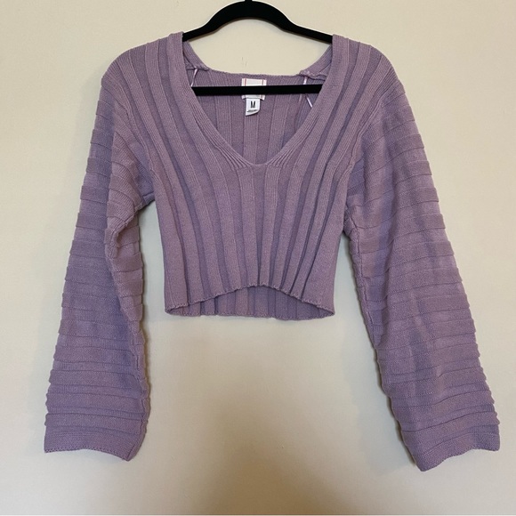 Urban Outfitters BDG Mavis Striped V-Neck Pullover Sweater in Lavender M - Picture 3 of 5